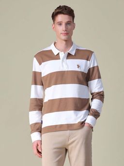 U.S. Polo Assn. Denim Co. - Brown Stripes Slim Fit Polo T-Shirt