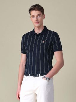 U.S. Polo Assn. Denim Co. - Blue Stripes Slim Fit Polo T-Shirt