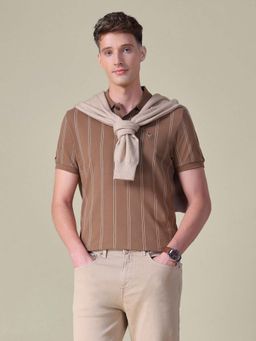 U.S. Polo Assn. Denim Co. - Brown Stripes Slim Fit Polo T-Shirt