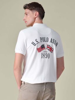 U.S. Polo Assn. Denim Co. - White Embroidered Slim Fit Polo T-Shirt
