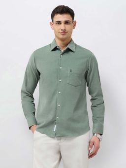 U.S. POLO ASSN. - Green Solid Tailored Fit Shirt