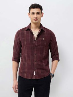 U.S. POLO ASSN. - Brown Checks Tailored Fit Shirt