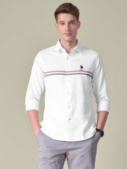 U.S. POLO ASSN. - White Stripes Tailored Fit Shirt