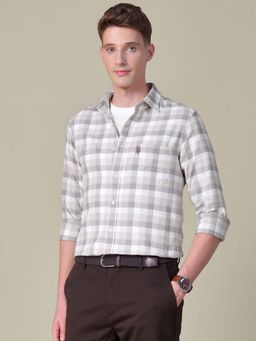 U.S. POLO ASSN. - Beige Checks Tailored Fit Shirt
