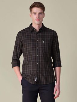 U.S. POLO ASSN. - Brown Checks Tailored Fit Shirt