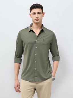 U.S. POLO ASSN. - Green Solid Tailored Fit Shirt