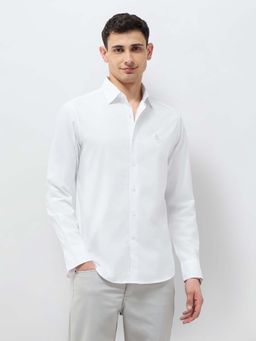 U.S. POLO ASSN. - White Self Design Tailored Fit Shirt