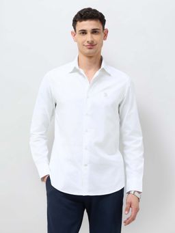 U.S. POLO ASSN. - White Self Design Tailored Fit Shirt
