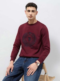 U.S. POLO ASSN. - Red Embroidered Regular Fit Sweatshirt