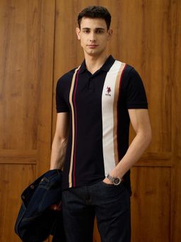 U.S. POLO ASSN. - Blue Colorblock Regular Fit Polo T-Shirt