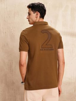 U.S. POLO ASSN. - Brown Embroidered Regular Fit Polo T-Shirt