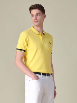 U.S. POLO ASSN. - Yellow Solid Regular Fit Polo T-Shirt