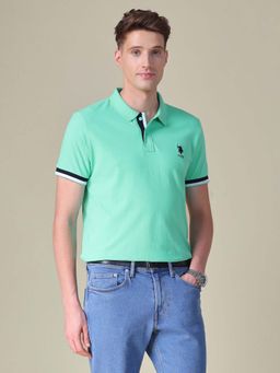 U.S. POLO ASSN. - Green Solid Regular Fit Polo T-Shirt