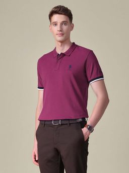 U.S. POLO ASSN. - Purple Solid Regular Fit Polo T-Shirt