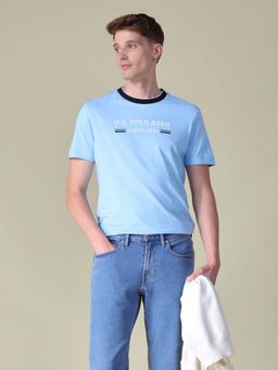 U.S. POLO ASSN. - Blue Printed Slim Fit T-Shirt