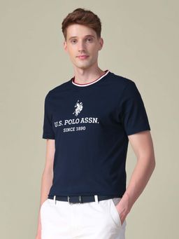 U.S. POLO ASSN. - Blue Printed Slim Fit T-Shirt