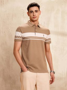 U.S. POLO ASSN. - Brown Stripes Slim Fit Polo T-Shirt