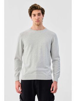 Snitch - Grey Solid Full Sleeves Regular Casual Sweater for Men