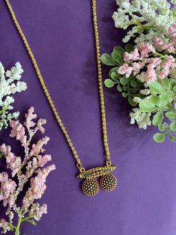 Digital Dress Room - Gold Plated Multi-Color Two Vati Pendant Mala Necklace