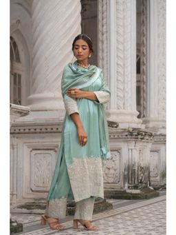SHEELA SUTHAR - Mint Green Kurta with Pant and Dupatta (Set of 3)
