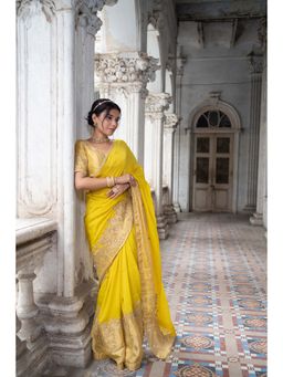 SHEELA SUTHAR - Yellow Saree with Stitched Blouse