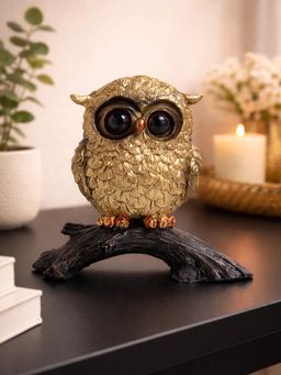 Golden Peacock - Antique Gold Finish Owl Miniature Showpiece