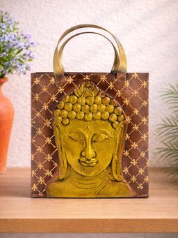 Golden Peacock - Gold-Toned Buddha Embossed Handcrafted Wrought Iron Multi-Utility Organiser