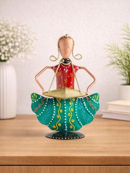 Golden Peacock - Red & Green Handcrafted Turban Musicians Showpiece