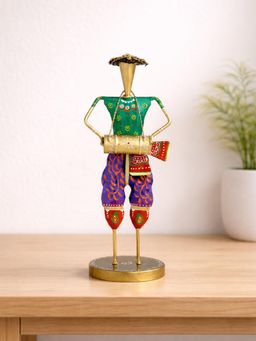 Golden Peacock - Multicolor Handcrafted Musicians Decorative Figurine Showpiece