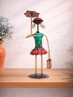 Golden Peacock - Green Handcrafted Metal Showpiece