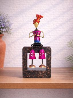 Golden Peacock - Pink Red Musician Figurine Showpiece