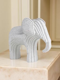 Golden Peacock - White Modern Geometric Elephant Showpiece