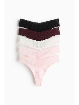 H&M - Women Black 5-Pack Lace Thong Briefs