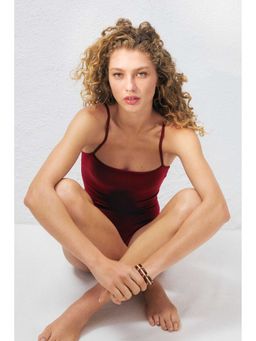 H&M - Women Red Padded-Cup High Leg Swimsuit