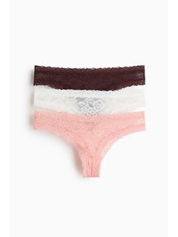 H&M - Women Pink 3-Pack Lace Brazilian Briefs