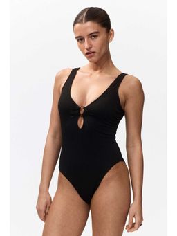 H&M - Women Black Padded-Cup High Leg Swimsuit