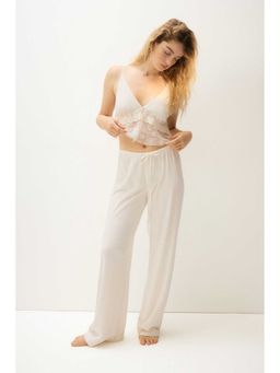 H&M - Women White Viscose-Blend Pyjama Bottoms