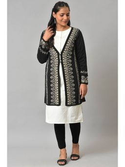W - Black Reversible Jacquard Women's Cardigan