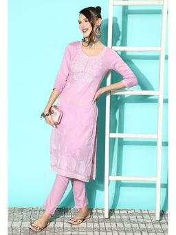 KVS FAB - Pink Pure Cotton Casual Kurta Pant Set (Set of 2)