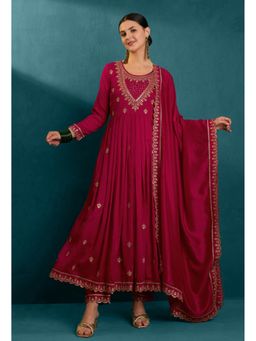 KVS FAB - Rani Vichitra Zardosi Hand Embroidered Kurta with Pant and Dupatta (Set of 3)