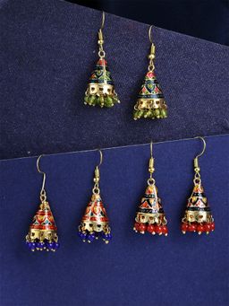 Yellow Chimes - Meenakari Handcrafted Traditional Gold Plated Jhumka Earrings