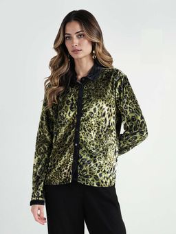 ELLE - Women Green Animal Printed Shirt