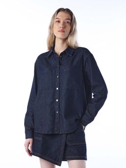 ONLY - Women Solid Regular Fit Blue Shirt