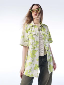 ONLY - Women Floral Print Regular Fit Off-White Full Sleeves Shirt