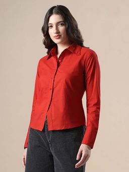 Globus - Women Red Full Sleeves Backed Tie-Ups Workwear Shirt