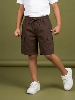KiddoPanti - Boys Cotton Twill Woven Cargo Shorts With 2 Side Cargo Flap Pocket