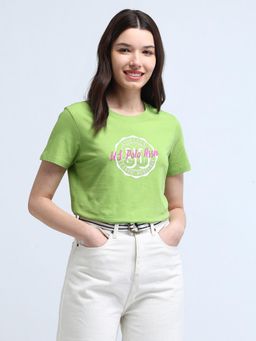 U.S. POLO ASSN. - Green Varsity Print Pure Cotton T-Shirt