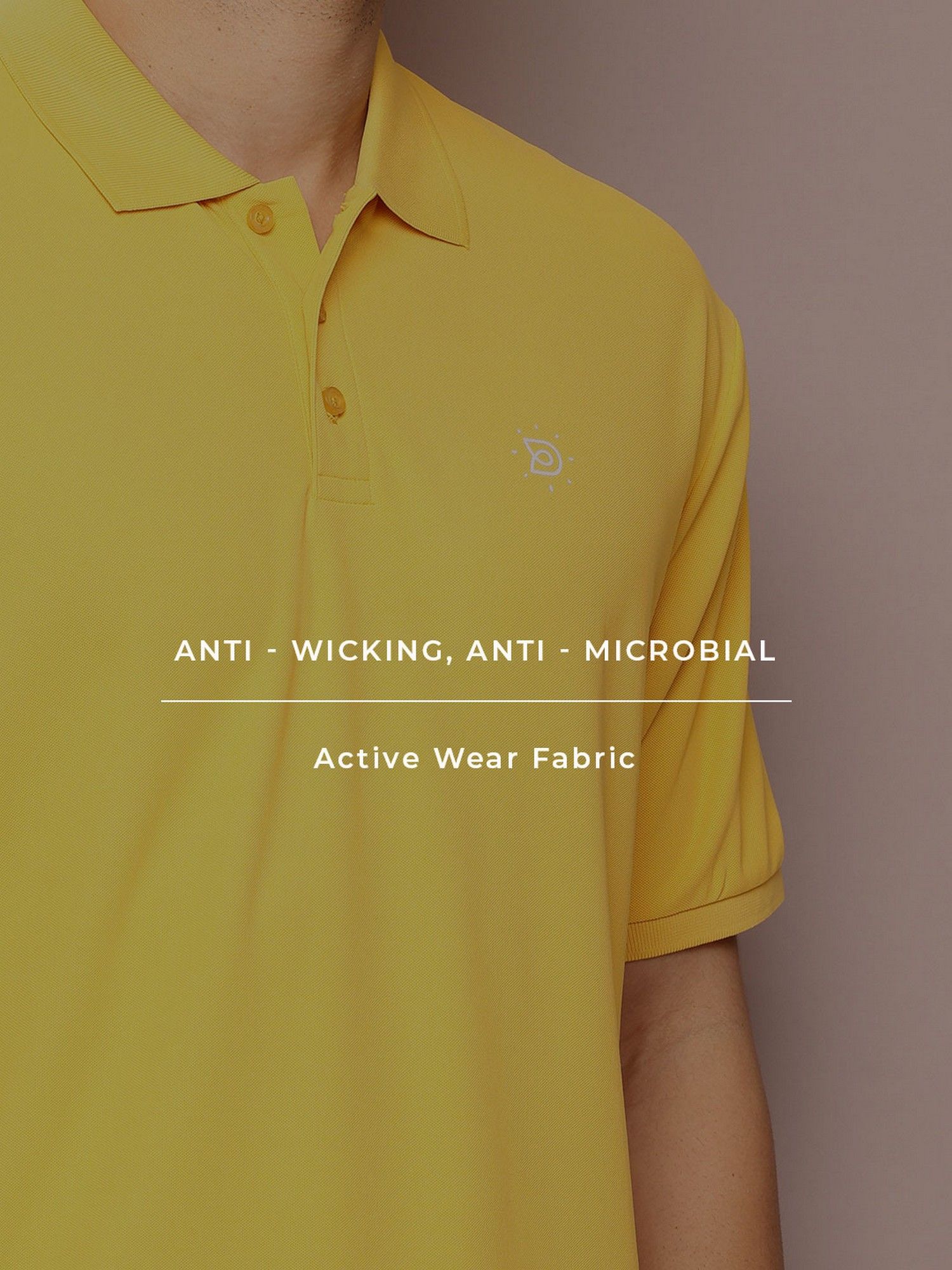 Men Short Sleeve Polo Neck Oversized Yellow Polyester T-Shirt