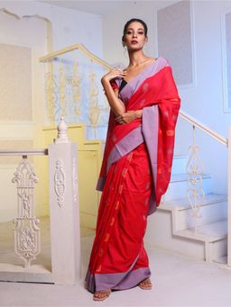 CHARUKRITI - Punch Pink Cotton Soft Saree with Unstitched Blouse