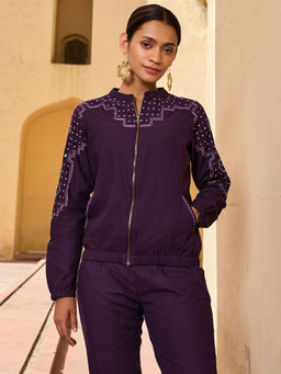 Okhai - Kalyanaka Hand Embroidered Pure Cotton Bomber Jacket